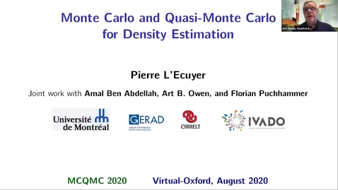 Thumbnail for entry Pierre L'Ecuyer    Quasi-Monte Carlo for Density Estimation (MCQMC 2020)