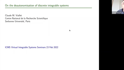 Thumbnail for entry Deautonomisation of Discrete Integrable Systems - Claude Viallet