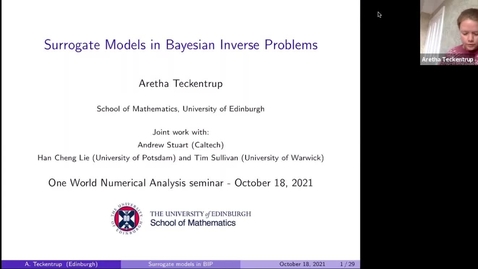 Thumbnail for entry Aretha Teckentrup (Edinburgh) - Surrogate models in Bayesian inverse problems