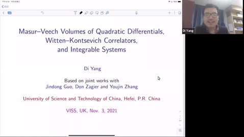 Thumbnail for entry Masur-Veech Volumes of Quadratic Differentials, Witten-Kontsevich Correlators, and Integrable Systems - Di Yang