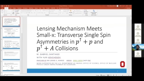 Thumbnail for entry REF2020: M. Gabriel Santiago- Lensing Mechanism Meets Small-x Physics: Single Transverse Spin Asymmetry in p↑+p and p↑+A Collisions