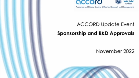 Thumbnail for entry Accord update - Sponsorship and approvals