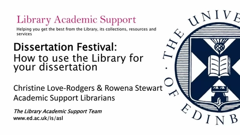 Thumbnail for How to use the Library for your Dissertation