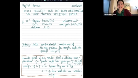 Thumbnail for entry December 02 Eleonore Faber - McKay quivers and the McKay correspondence for some complex reflection groups