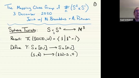 Thumbnail for entry The mapping class group of connect sums of S2×S1 - Tara Brendle