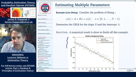 Thumbnail for entry Topic 47: Cramer-Rao Lower Bound for Parameter Vectors (PETARS, Chapter 6)