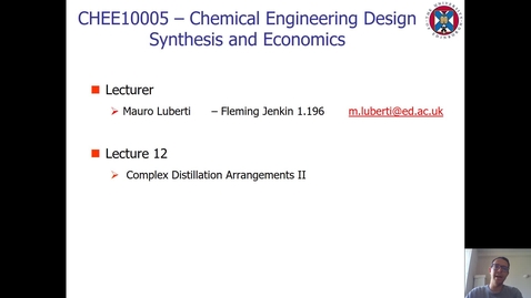 Thumbnail for entry Lecture 12 - Complex Distillation Arrangements II