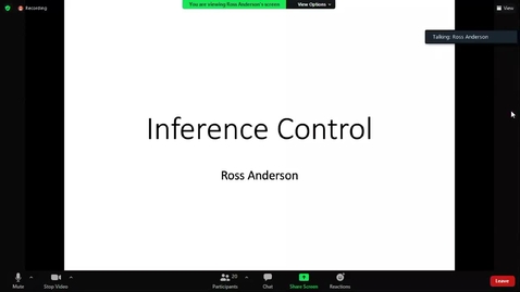 Thumbnail for entry Prof Ross Anderson - Inference Control