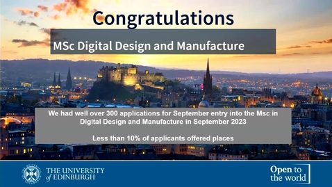 Thumbnail for MSc Digital Design and Manufacture Welcome Meeting with Programme Director
