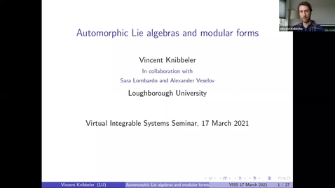 Thumbnail for Automorphic Lie algebras and modular forms - Vincent Knibbeler