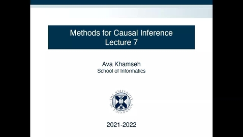 Thumbnail for entry Methods for Causal Inference Lecture 7