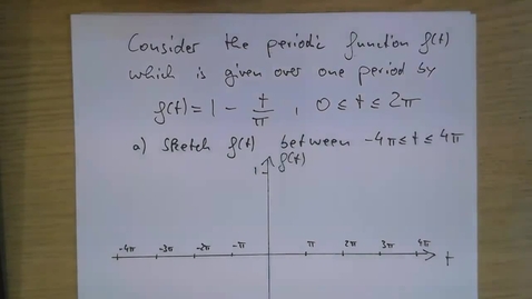 Thumbnail for entry Exercise sheet Fourier series 1: Question 1a worked example