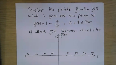 Thumbnail for Exercise sheet Fourier series 1: Question 1a worked example