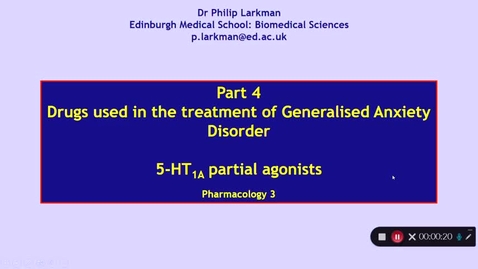 Thumbnail for Pharmacology 3: Anxiolytic Drugs - Part 4 Dr Phil Larkman