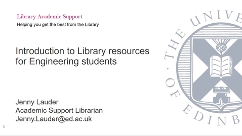 Thumbnail for entry Introduction to Library resources for Engineering students - September 15th 2023, 12:52:51 pm