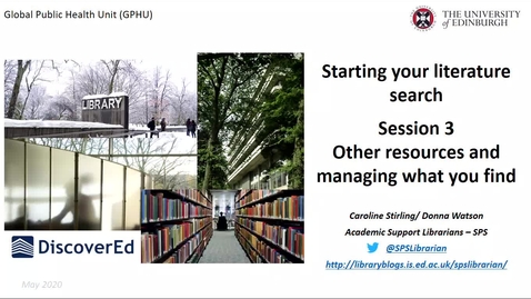 Thumbnail for entry GPHU- Introduction to literature searching - session 3