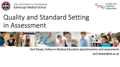 Thumbnail for entry MSc ClinEd Assessment Course - Quality and Standard Setting