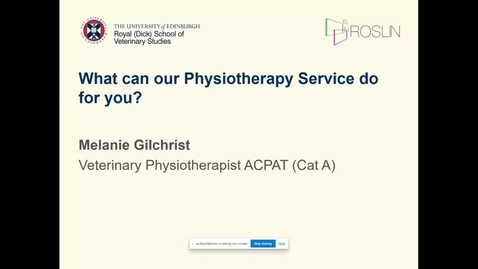 Thumbnail for entry Melanie Gilchrist - 3rd August Clinical Club - What can our Physiotherapy Service do for You