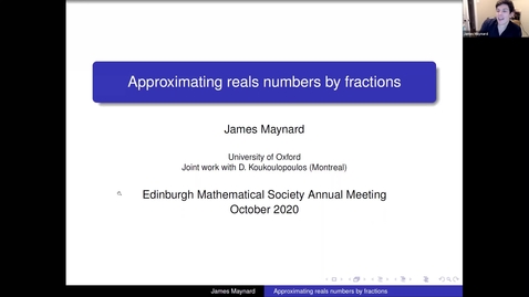 Thumbnail for Approximating real numbers by fractions - James Maynard
