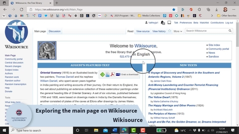Thumbnail for entry Exploring the Main Page on Wikisource