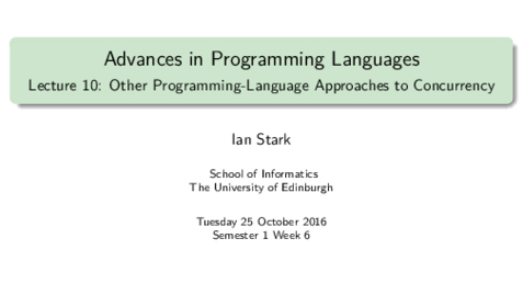 Thumbnail for Other Programming-Language Approaches to Concurrency