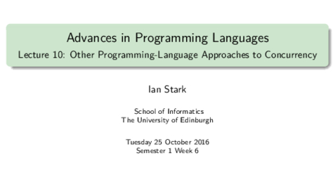 Thumbnail for entry Other Programming-Language Approaches to Concurrency