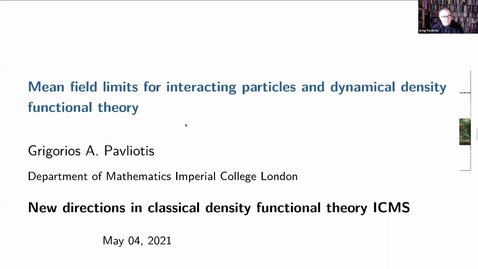 Thumbnail for entry Mean field limits for interacting particles and dynamical density functional theory - Greg Pavliotis