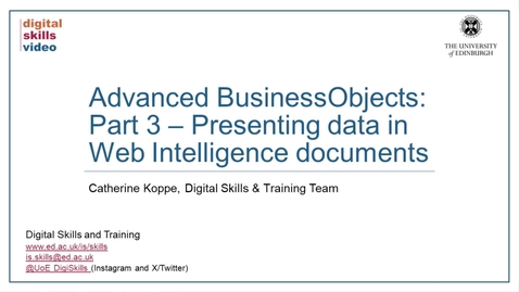 Thumbnail for Advanced BusinessObjects: Part 3 – Presenting data in Web Intelligence documents
