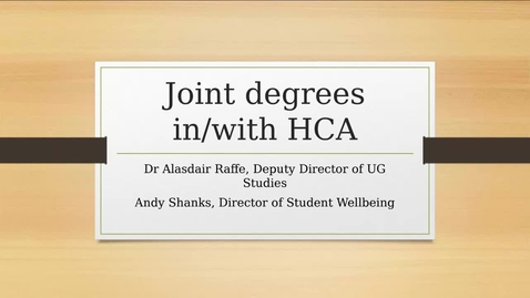 Thumbnail for Joint Honours Meeting, Week 2