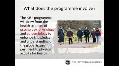 Thumbnail for entry MSc Physical Activity for Health