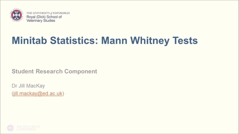 Thumbnail for Minitab Statistics: Mann Whitney Test