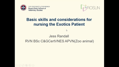 Thumbnail for entry Nurses Clinical Club - 27th October 2021 - Basic Skills and considerations for nursing the exotic patient