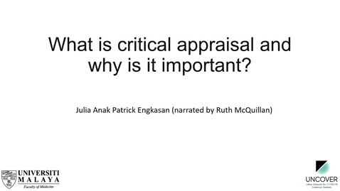 Thumbnail for SR course 4.1 - What is critical appraisal and why is it important?