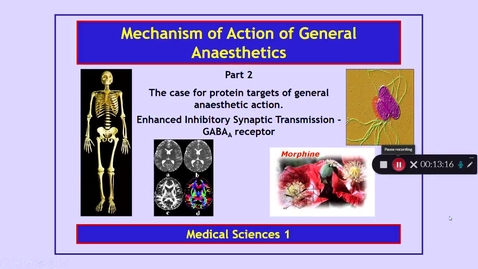 Thumbnail for Medical Sciences 1: Mechanism of Action of General  Anaesthetics Part 2 Dr Phil Larkman