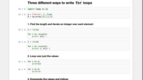 Thumbnail for entry Three different ways to implement  for loops in Python