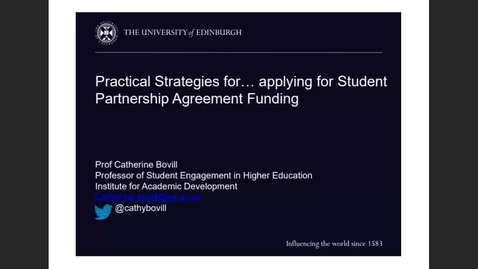 Thumbnail for entry Practical Strategies for... Applying for Student Partnership Agreement funding