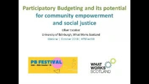 Thumbnail for Webinar: Participatory budgeting and its potential for community empowerment and social justice