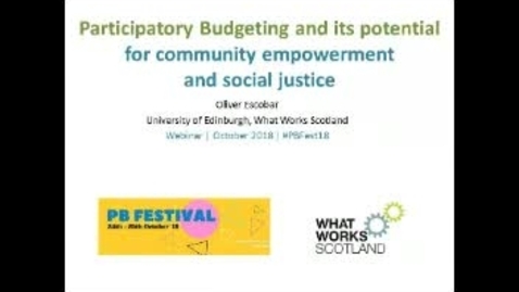 Thumbnail for entry Webinar: Participatory budgeting and its potential for community empowerment and social justice