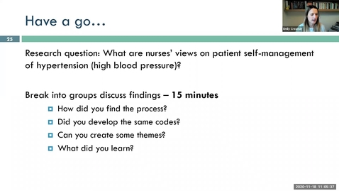 Thumbnail for Applied research skills qualitative data analysis and writing up part 2