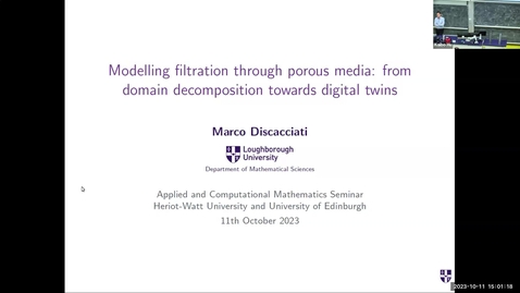 Thumbnail for entry 20231011 Marco Discacciati - Modelling filtration through porous media: from domain decomposition towards digital twins
