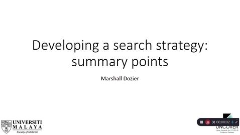 Thumbnail for SR course 5.3g - Search strategy summary