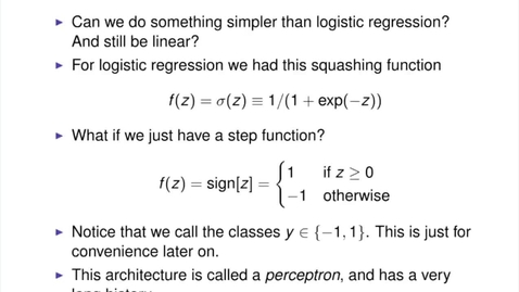 Thumbnail for entry Preliminaries - perceptrons
