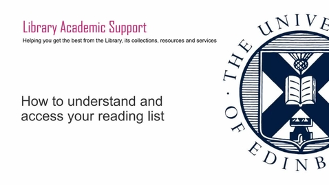 Thumbnail for entry (UG/PG) How-to understand and access your reading list