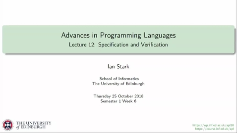 Thumbnail for Specification and Verification