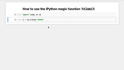 Thumbnail for Using %timeit to time the speed of a function