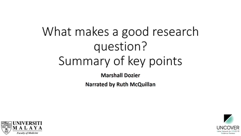 Thumbnail for entry 5 - Good research questions: summary