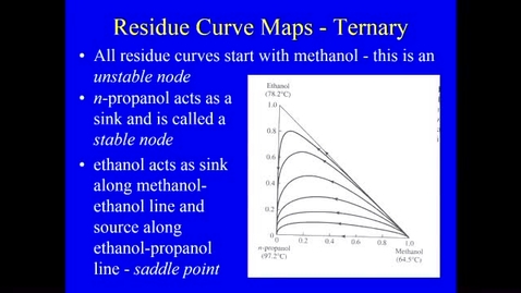Thumbnail for Distillation Lecture 8 - Properties of Residue Curve maps 1