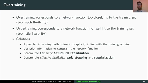 Thumbnail for entry MLP Lecture 04 - Clip 04 - Overtraining &amp; Early stopping