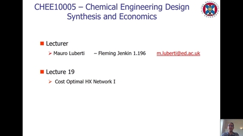 Thumbnail for entry Lecture 19 - Cost Optimal HX Network I