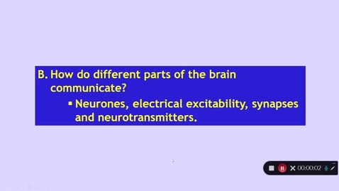 Thumbnail for entry Medical Sciences 1: How does the CNS work? Part 2 Dr Phil Larkman